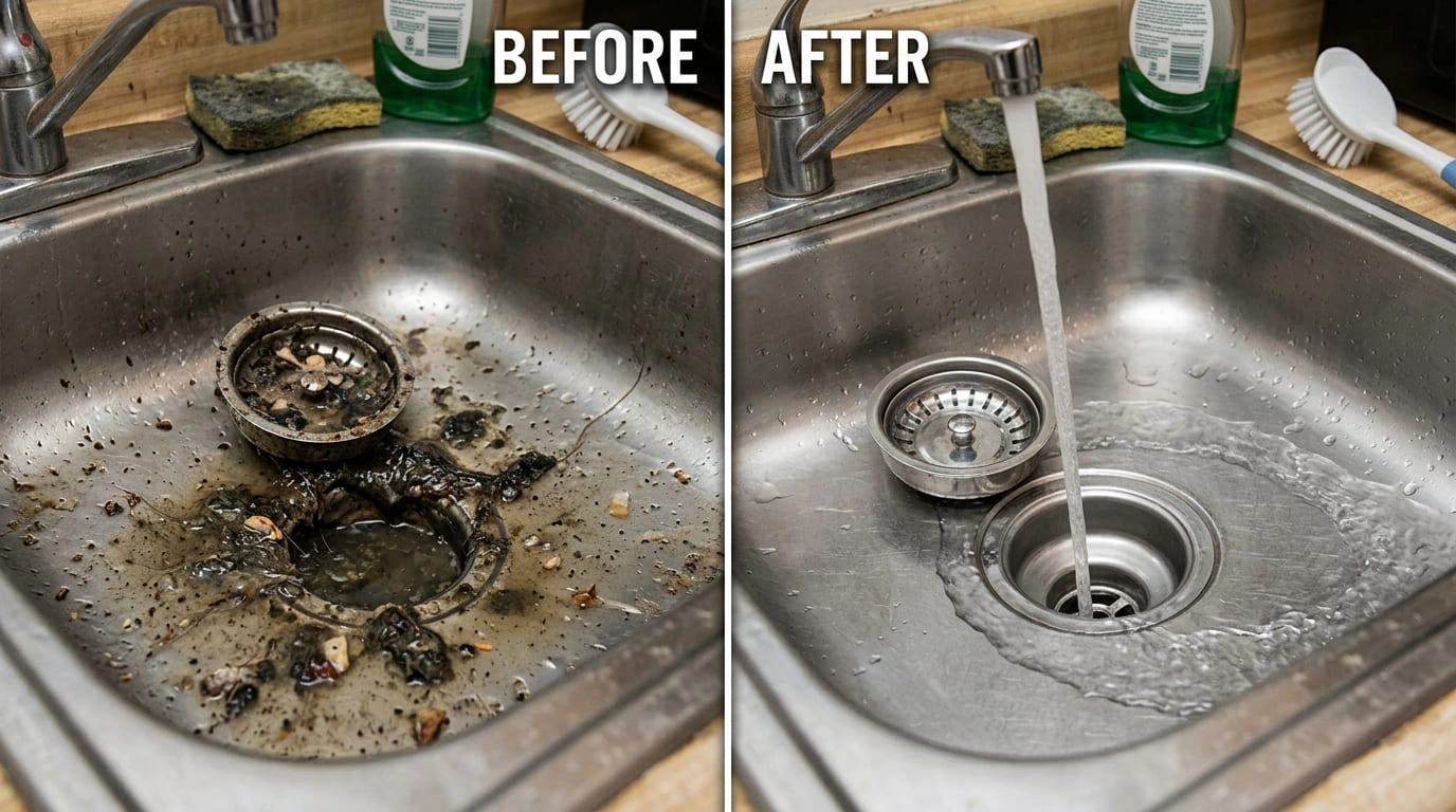 Drain Cleaning Service Before and After Old Pasa Plumbers Pasadena CA Sewage Backup Emergency